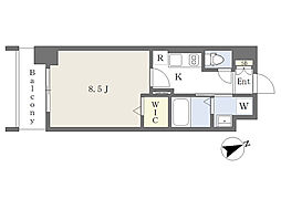 ニューサンリバー15番館 1Kの間取図画像