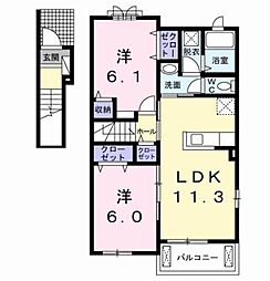 クロスウィング2 2LDKの間取図画像