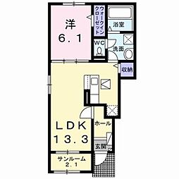 弥生桜IIA棟 1LDKの間取図画像