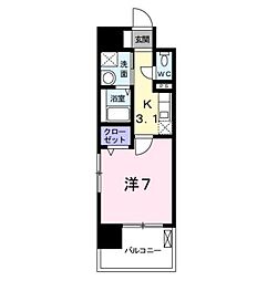 ユニゾンスクエア 1Kの間取図画像