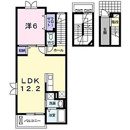 ラインハイム足立山A 1LDKの間取図画像