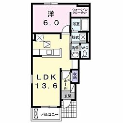 ネオガーデン朽網東 1LDKの間取図画像
