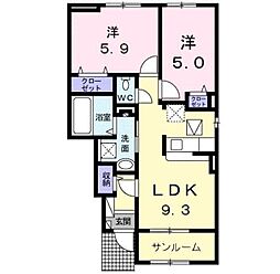 ラフィーネ 2LDKの間取図画像