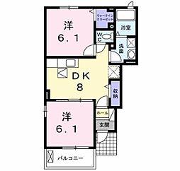 プログレッソ 2DKの間取図画像