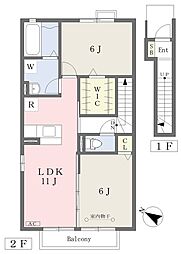 ルミエール赤坂B 2LDKの間取図画像