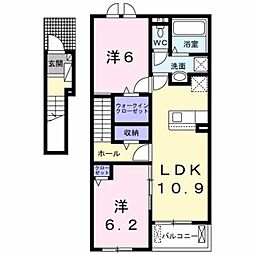 弥生桜IIA棟 2LDKの間取図画像