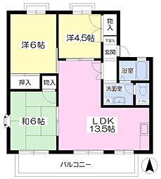 セジュール十禅寺A 3LDKの間取図画像