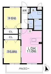 SUNNYCITY 2LDKの間取図画像