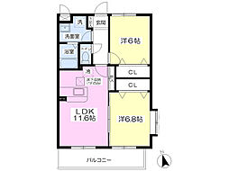 SUNNYCITY 2LDKの間取図画像