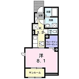ガーデニア 1Kの間取図画像
