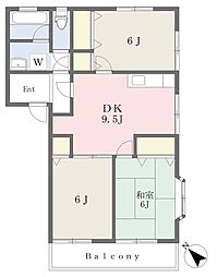 サンシャインハイツ 3DKの間取図画像