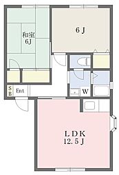 フレマリール楠苑 2LDKの間取図画像