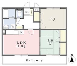 グランディールくまなん 2LDKの間取図画像