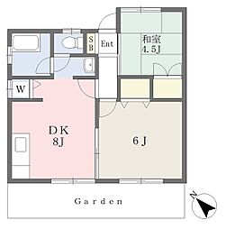 グラシアスS 2DKの間取図画像