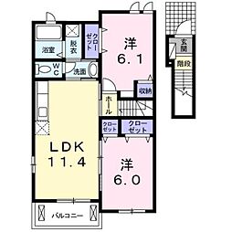エクセルM・1A 2LDKの間取図画像