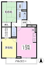 シンフォニー田迎 2LDKの間取図画像