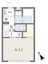 フェイスフルひばりヶ丘 1Kの間取図画像