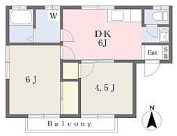 ハウスコヤマ 2DKの間取図画像