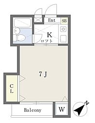 ヒューチャーハイム東久留米2 1Kの間取図画像