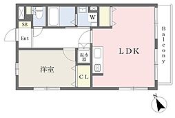 グリーンコート北町 1LDKの間取図画像
