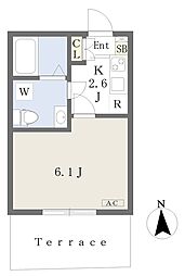 トレテゾーロK 1Kの間取図画像