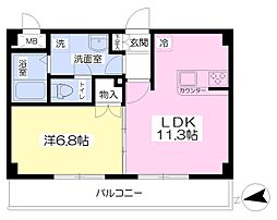 ゼルコバサウス 1LDKの間取図画像