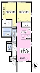 サンハイツK 2LDKの間取図画像