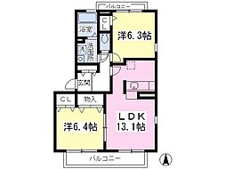 アベニュー湘南3 2LDKの間取図画像