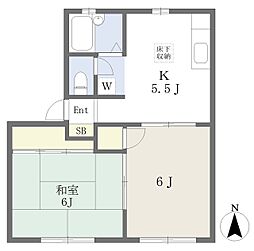ヒルズ湘南 2Kの間取図画像