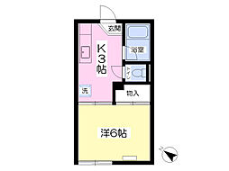 ヴィラ内田2 1Kの間取図画像