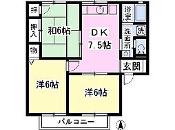 シャトル横内 3DKの間取図画像