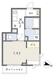 ストーントニア 1Kの間取図画像