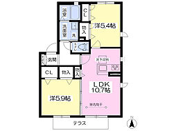 ディアコート松風 2LDKの間取図画像