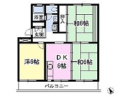 リヴェールK・I 3DKの間取図画像