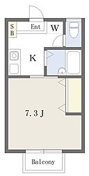 エスポワールS.2 1Kの間取図画像
