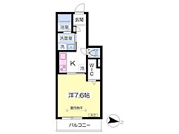 グランデュール 1Kの間取図画像