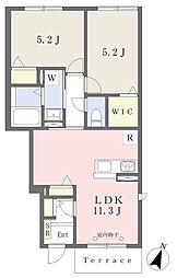 江戸川区本一色1丁目アパート 2LDKの間取図画像