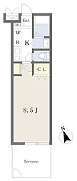 オレンジコート 1Kの間取図画像