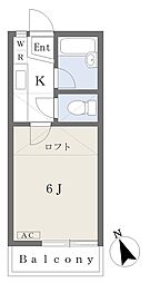 パインクレストヨシ2 1Kの間取図画像