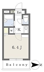 サウザー岡本 1Kの間取図画像