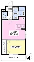フローリッシュ・明石 1LDKの間取図画像