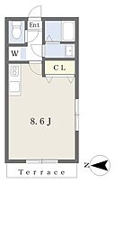 リノハイツ鈴蘭台駅前A ワンルームの間取図画像