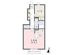LUX住吉 1LDKの間取図画像