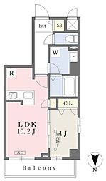 パーク・ドゥエル 1LDKの間取図画像