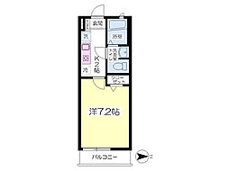 ヴィラキルシェB 1Kの間取図画像