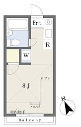 コーポ偕楽荘 ワンルームの間取図画像