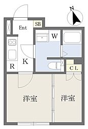 杉並区高円寺北3丁目マンション 2Kの間取図画像