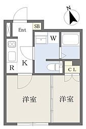 杉並区高円寺北3丁目マンション 2Kの間取図画像