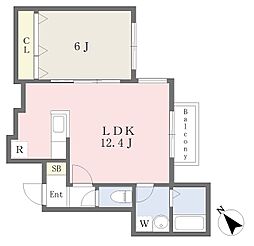 クラリス琴似 1LDKの間取図画像