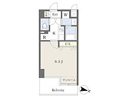 サカエリック南茨木 1Kの間取図画像